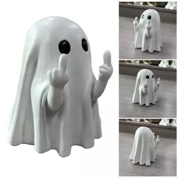 Милые украшения в виде привидения на среднем пальце, статуэтка привидения из смолы, украшение на Хэллоуин, мини-статуэтка привидения на рабочем столе, праздник