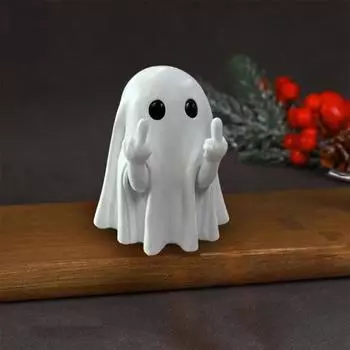 Милые украшения в виде привидения на среднем пальце, статуэтка привидения из смолы, украшение на Хэллоуин, мини-призрак