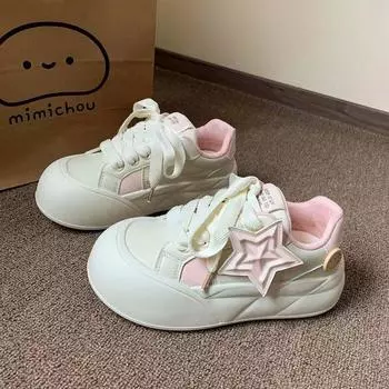 Милые уродливые милые туфли-звездочки с большой головой женские осенние новые на толстой подошве студенческие универсальные с круглым носком 35