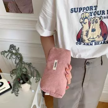 Милые вельветовые пеналы, дорожная косметичка для помады, сумка для хранения, студенческие сумки, школьный органайзер для канцелярских принадлежностей, мешочек, сумка для ручек 4.5x7x20 cm