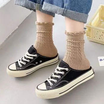 Милые винтажные носки в стиле Харадзюку в стиле Лолита для девочек JK, женские хлопковые носки, чулочно-носочные изделия, корейские кружевные носки с оборками