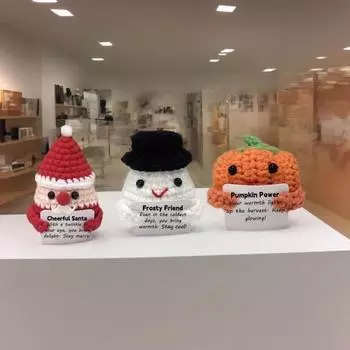 Милые вязаные куклы с позитивной открыткой Daily Happy Tips Inspirational Mini Decoration для Santa Claus