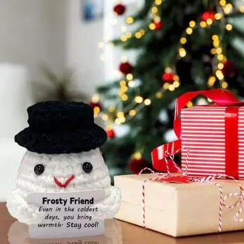 Милые вязаные куклы с позитивной открыткой, ежедневные счастливые советы, вдохновляющее мини-украшение для домашнего декора, поощрительный подарок для друзей и семьи Snowman