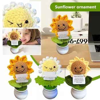 Милые вязаные подсолнухи настольные украшения настольные украшения One Size