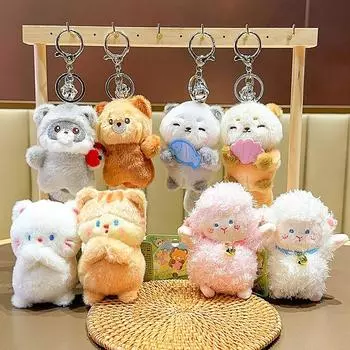 Милые выдры, держащие рыбу, плюшевые кукольные брелоки, легкие подвесные подвески, реквизиты для школьной сумки, кошелька для ключей, кукольной игрушки, подарки 11 см A8