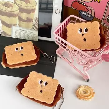Милые выражения печенья плюшевые детские монетницы кошелек кавайные креативные наушники кабель для передачи данных помада сумка для хранения девочек бусины цепочка кулон 8.5x6cm