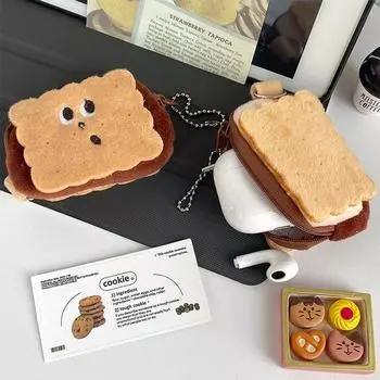 Милые выражения печенья плюшевые детские монетницы кошелек кавайные креативные наушники кабель для передачи данных помада сумка для хранения девочек бусины цепочка кулон 8.5x6cm