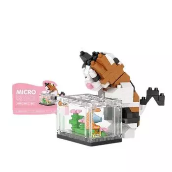 Милые забавные маленькие животные китайские строительные блоки микрочастицы мешок сборные игрушки для девочек детские украшения белый/коричневый