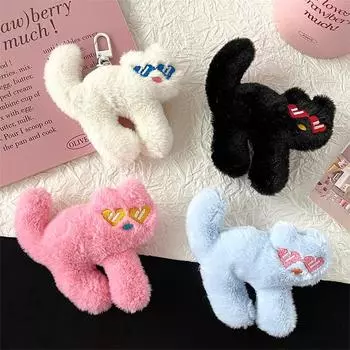 Милые забавные плюшевые солнцезащитные очки, кукла-кошка, брошь, кавайный мультяшный кулон, универсальное украшение для рюкзака, игрушки, подарки на день рождения 3