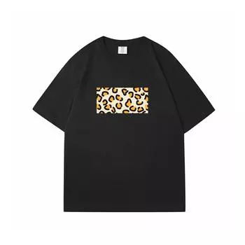 Милые забавные принты для женщин 2024 года, новые футболки с леопардовым узором, женская уличная одежда, повседневные футболки, женские розовые летние топы с коротким рукавом S
