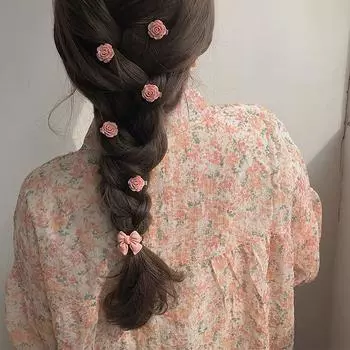 Милые заколки для челки в корейском стиле с бантиком в форме персикового сердца в форме цветка розового цвета для женщин и девочек, аксессуары для волос