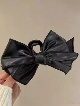 Милые заколки для волос из розовой кожи для женщин, заколки-краб с бантом для густых волос, нескользящие черные заколки для волос, аксессуары для волос премиум-класса