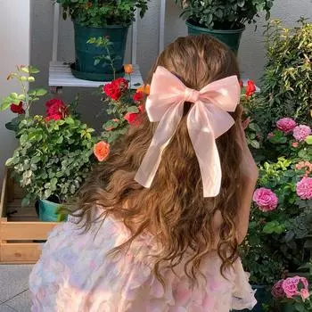 Милые заколки для волос с бантом для девочек, синие, розовые, заколки для волос с лентой, заколка-бантик, заколка для волос, зажим для хвоста розовый