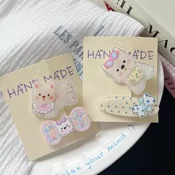 Милые заколки для волос с изображением мультяшных собак, милые забавные детские заколки, заколки для челки на бок, модные головные уборы, аксессуары для волос, подарки A3