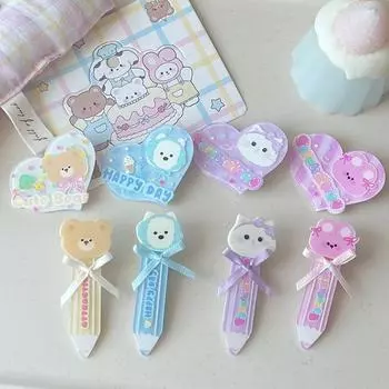 Милые заколки для волос с изображением животных из мультфильмов, акриловые заколки в форме сердца, милые свежие заколки для челки для женщин и девочек, универсальные аксессуары для волос A4