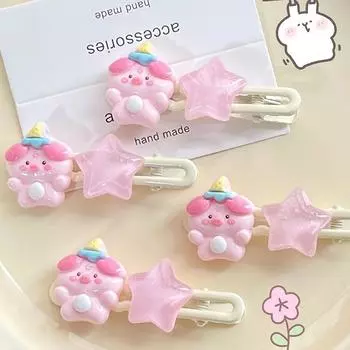 Милые заколки для волос в виде мультяшной свинки со звездами, милые розовые заколки для волос, заколки для волос с боковой челкой, аксессуары для волос для девочек, головные уборы, подарки