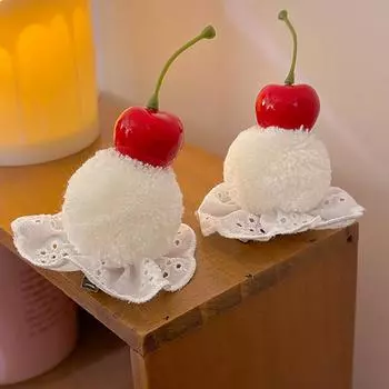 Милые заколки для волос в виде вишневого торта для женщин, девочек, сладких детей, осенне-зимние плюшевые аксессуары для волос, подарки для студентов