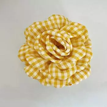 Милые заколки-крабы для волос среднего размера из ткани в виде цветка розы для женщин, корейские решетчатые зажимы в виде акулы, модные аксессуары для волос для вечеринок, головные уборы янтарь