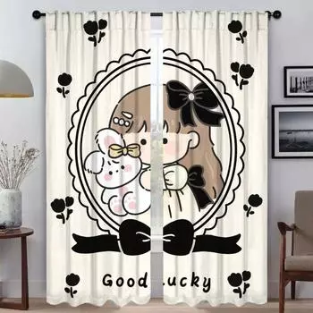 Милые затемняющие шторы для девочек, 2 шт., элегантные шторы для гостиной, тюль для спальни, перегородка, оконные шторы, абажуры W60xH90cmx2pcs-CL
