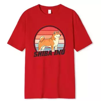 Милые желтые футболки с изображением сиба-ину и забавным принтом для мужчин, хлопковые футболки, свободные футболки для улицы, летние дышащие футболки с коротким рукавом S