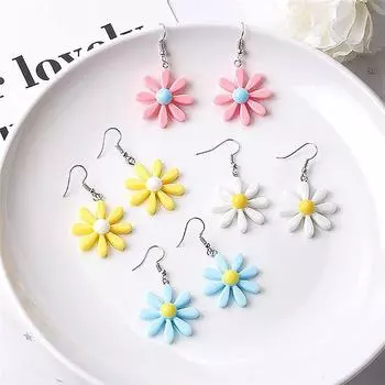Милые женские акриловые серьги-кольца с цветком, ювелирные изделия, серьги-капли для девочек, подарок для друзей