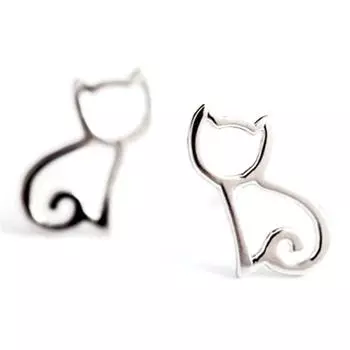 Милые женские и девчачьи милые серебряные серьги-гвоздики в виде животных, серьги-гвоздики в виде кошки, ювелирный подарок