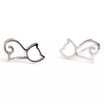 Милые женские и девчачьи милые серебряные серьги-гвоздики в виде животных, серьги-гвоздики в виде кошки, ювелирный подарок