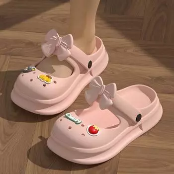 Милые женские сандалии 2024 года, лето, новые, с бабочкой, с мягкой подошвой, противоскользящие, износостойкие, для студентов, внешняя одежда, классные тапочки 35-36 светло-зеленый