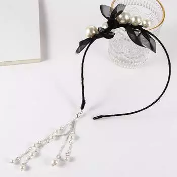 Милые женские свадебные корейские жемчужные повязки на голову, украшения для волос, поддельные серьги, обруч для волос, повязка на голову с кисточками