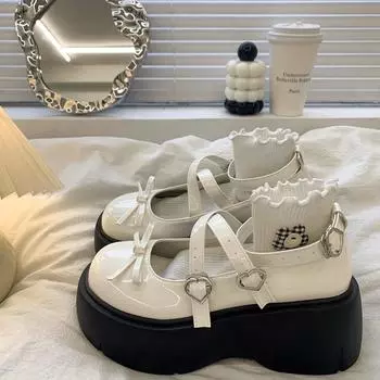 Милые женские туфли Jk Small из кожи, женские мокасины с перекрестной пряжкой ~ Весенняя, летняя и осенняя одежда, туфли Мэри Джейн высотой 7 см 35 бежевый