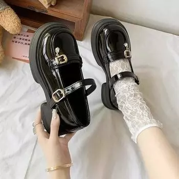 Милые женские туфли-лодочки Мэри Джейн, туфли-оксфорды на высоком каблуке с пряжкой и ремешком для женщин, однотонные туфли-лодочки на платформе, большие размеры 35 бежевый