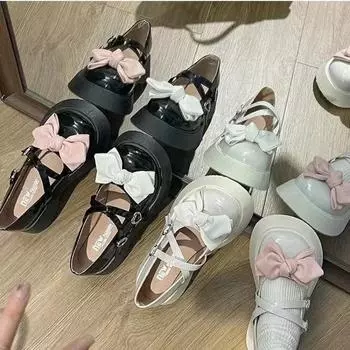 Милые женские туфли на толстой подошве, винтажные удобные туфли Мэри Джейн с плоским дном и бантом для женщин, Zapatos De Mujer 2024 35