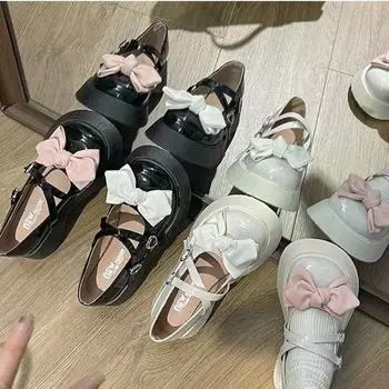 Милые женские туфли на толстой подошве, винтажные удобные туфли Мэри Джейн с плоским дном и бантом для женщин, Zapatos De Mujer 2024 35