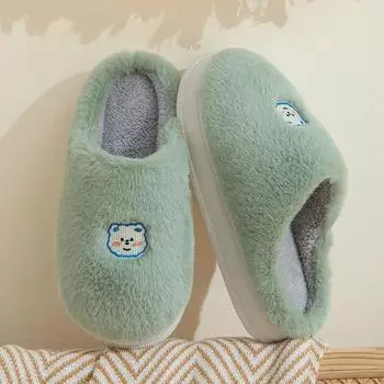 Милые женские зимние хлопковые тапочки: Нескользящий, густой мех для комфорта в помещении