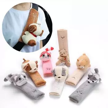 Милые животные аксессуары для ремней безопасности накладки на автомобильные ремни безопасности универсальные накладки на ремни безопасности чехол для автомобильного ремня безопасности чехол для ремня безопасности