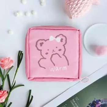 Милые животные большой емкости гигиенические прокладки сумка для хранения наушников кабель для передачи данных для девочек физиологический менструальный тампон органайзер сумка 1pcs розовый