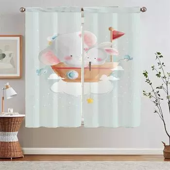 Милые животные кухонные шторы салон 2 дешевые части спальни затемняющие шторы для гостиной карнизы для штор кудри разделительные жалюзи W50xH70cmx2pcs-CL