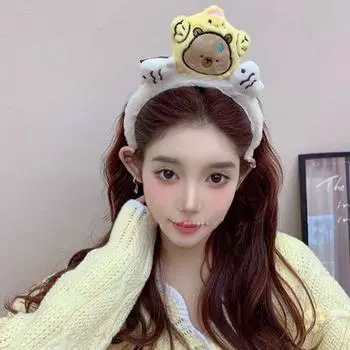 Милые животные пушистые обручи для волос утка мультфильм резинки для волос креативная повязка на голову капибара дети Style2