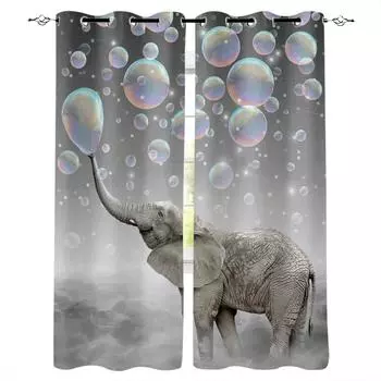 Милые животные Слоны Пузырьковые затемняющие шторы для гостиной Шторы на окна для спальни Шторы для кухни Шторы Шторы Жалюзи W135 x H60cm