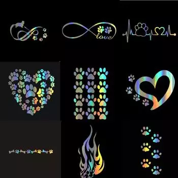 Милые животные, собаки, кошки, следы, отпечатки ног автомобиля, наклейки серии, виниловые наклейки для стайлинга автомобилей, наклейки на окна, наклейки, украшения 16CM&Laser