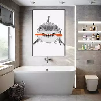 Милые животные, украшение для ванной комнаты, картина, постер, холст, настенный принт, гостиная 21cm30cm NoFrame