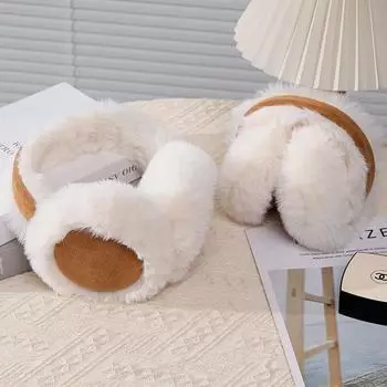 Милые зимние наушники Maillard для женщин – модные утеплители для велоспорта и защиты от холода Long hair pure black чёрный