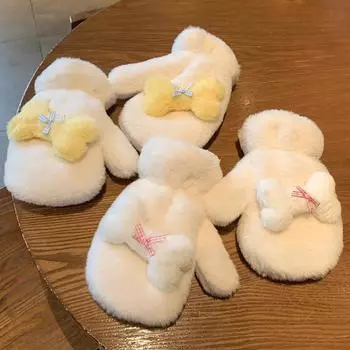 Милые зимние плюшевые перчатки для студенток, утолщенные бархатом, универсальные варежки, меховой воротник-халтер, ветрозащитные и морозостойкие для езды на велосипеде average size