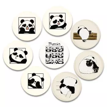 Милые значки в виде мультяшной панды 32/44/58 мм, значок в виде панды Q-версии, броши ручной работы из жести, нагрудная булавка для рюкзака, одежда, аксессуары, подарки 32mm