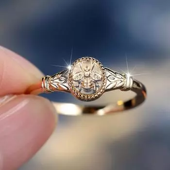 Милые золотые кольца в виде пчелки для женщин и девочек, гладкое модное обручальное кольцо, ювелирные изделия для вечеринки, подарочный аксессуар 6 золотой