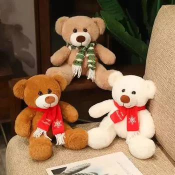 Милый 3-цветный шарф-медведь, плюшевые игрушки, кавайный коричневый / белый медведь, плюшевая кукла, мягкая подушка для сна, объятия для детей, подарки для влюбленных