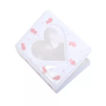 Милый 3-дюймовый держатель для фото с сердечком любви, прозрачная внутренняя страница, коллекционный альбом, буклет, чехол для хранения фотографий в виде студенческих идолов