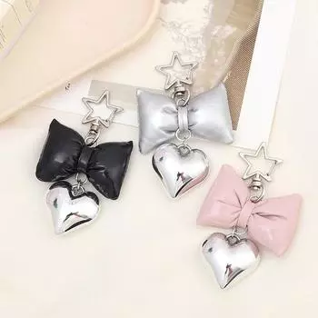 Милый 3D бант брелок в форме сердца кулон стильный креативный брелок милый крутой телефон шнурок сумка украшения аксессуары чёрный