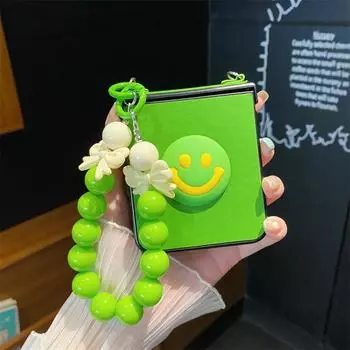 Милый 3d браслет с бусинами для лица, защита на шарнирах, полная защита, чехол для телефона для Samsung Galaxy Z Flip 4 3, чехол через плечо, ремешок For Galaxy Z Flip 3