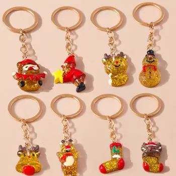 Милый 3D-брелок из смолы с изображением Санта-Клауса, лося, снеговика, рождественский брелок для ключей, подвески для женщин, девочек, сумочек, декор, ювелирные изделия, подарок